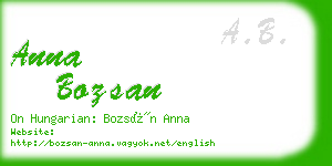 anna bozsan business card